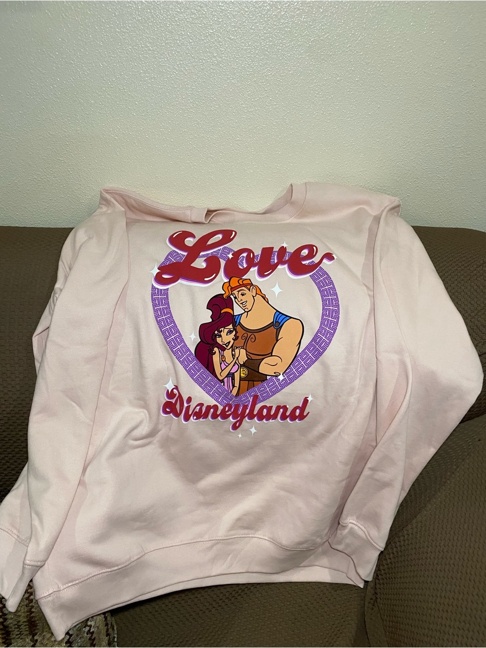 Disney Disneyland Hercules Megara Meg Love Valentines Pink Sweater L/large NEW